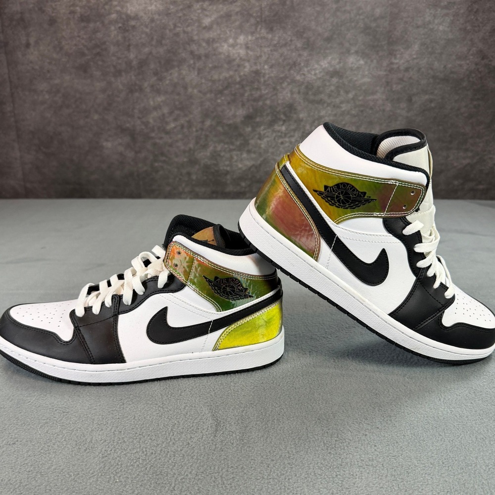 Air Jordan 1 Mid SE Heat Reactive White Black DM7802-100 Mens 10.5 - Picture 1 of 10